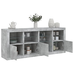 Maison Chic Commode Buffet - Meuble de rangement avec lumières LED gris béton 164x37x67 cm -GKD11788