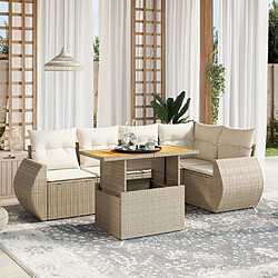 vidaXL Salon de jardin avec coussins 6 pcs beige résine tressée