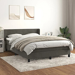 Vidaxl Sommier à lattes de lit et matelas Gris foncé 140x190cm Velours