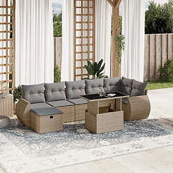 vidaXL Salon de jardin avec coussins 8 pcs beige résine tressée 