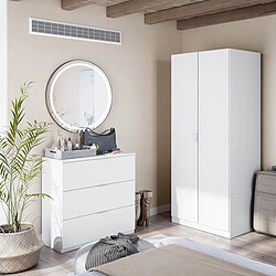 Avis Armoire avec 2 portes coloris blanc - 180 x 81 x 52 cm -PEGANE-