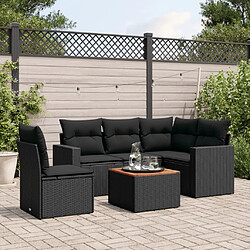 vidaXL Salon de jardin 6 pcs avec coussins noir résine tressée 