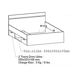 Acheter Dansmamaison Lit 140x190 avec tiroirs Blanc - MUKANA