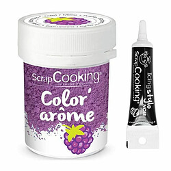 Scrapcooking Colorant alimentaire violet arôme mûre 10 g + Stylo glaçage noir