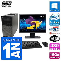 PC Tour Dell 990 Ecran 27" Intel G630 RAM 16Go SSD 480Go Windows 10 Wifi · Occasion 