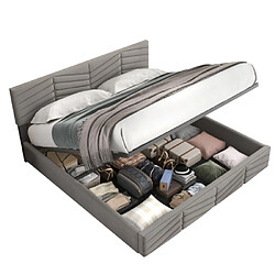 ComfortXL "lit Double Hydraulique En Velours Style Continental Avec Tête De Lit Réglable En Hauteur, 160 X 200