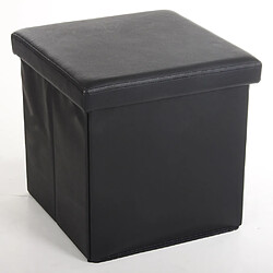 Pegane Pouf carré Lilo en Polyuréthane coloris noir, Dim : H37.5 x P38 x L38 cm 