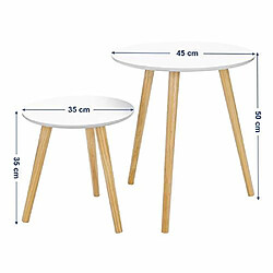 SONGMICS Lot de 2 Tables Basses Table Ronde pour cafétéria Table de Chevet Style scandinave Moderne Minimaliste Salon Chambre Couleur Blanche LET07WN pas cher