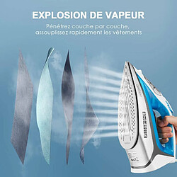 KotiCidsin Fer à repasser, 2400 W (300 ml,Chauffage rapide,système anti-calcaire,anti-goutte,fonction autonettoyante) Bleu