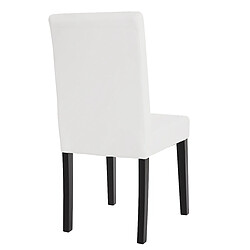 Mendler Lot de 2 chaises de séjour Littau ~ simili-cuir, blanc mat, pieds foncés pas cher