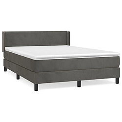 Vidaxl Sommier à lattes de lit et matelas Gris foncé 140x190cm Velours 