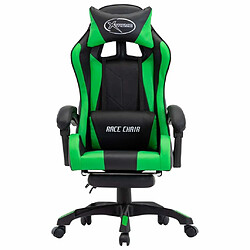 Maison Chic Fauteuil de jeux vidéo avec repose-pied,Fauteuil Gamer du Bureau Vert et noir Similicuir -MN57976