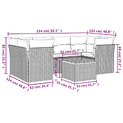 Avis vidaXL Salon de jardin avec coussins 7 pcs gris résine tressée