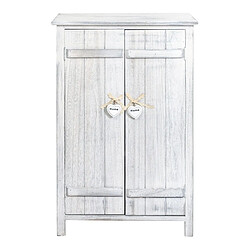 Mobili Rebecca Meuble d'Appoint Bahut 2 Ports Bois Blanc Shabby 78x51x31