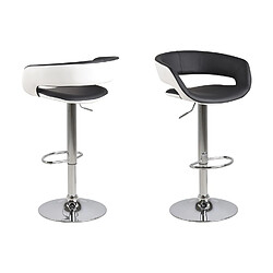 Toilinux Lot de 2 Tabourets de bar effet cuir - Noir et blanc