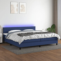 vidaXL Sommier à lattes de lit et matelas et LED Bleu 200x200 cm Tissu 