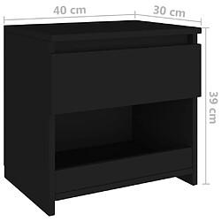 vidaXL Table de chevet Noir 40x30x39 cm Aggloméré pas cher