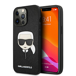 Karl Lagerfeld KLHCP13LSAKHBK Coque pour iPhone 13 Pro / 13 6,1' Noir Saffiano Ikonik Karl's Head 