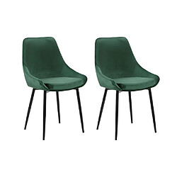 Vente-Unique Lot de 2 chaises - Velours et métal noir - Vert - MASURIE