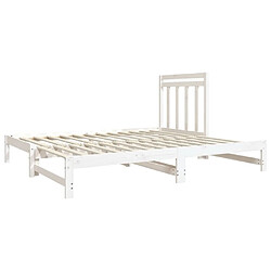 Maison Chic Lit d'appoint Blanc 2x(90x190)cm,Lit coulissant Lit de repos Bois de pin massif -GKD97445 pas cher