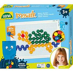 Lena 35624 ? Mosaïque enfichable avec 80 fiches colorées, piquet mosaïque Ø 15 mm, jeu de mosaïque pour enfants à partir de 3 ans, kit complet avec plateau d'env. 21 x 16 cm et organiseur Multicolore