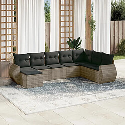 vidaXL Salon de jardin 8 pcs avec coussins gris résine tressée 