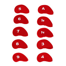 10 Pièces / Set Golf Club Housse De Protection En Tête De Fer Wedge Sock Headcover Rouge Housse de protection en cuir de golf