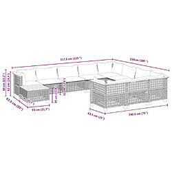 vidaXL Salon de jardin 11 pcs avec coussins noir résine tressée pas cher