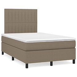 vidaXL Sommier à lattes de lit avec matelas Taupe 120x200 cm Tissu