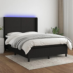 vidaXL Sommier à lattes de lit matelas et LED Noir 140x190 cm Tissu 