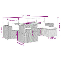 Avis vidaXL Salon de jardin avec coussins 6 pcs beige résine tressée