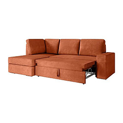 Loungitude Canapé d'angle gauche convertible ARTEMIS 4 places - Velours côtelé terracotta - L246 x P174 x H96 cm pas cher