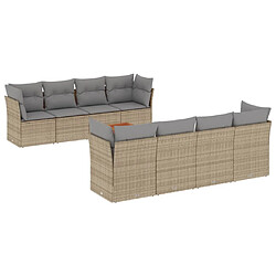 vidaXL Salon de jardin avec coussins 9pcs mélange beige résine tressée