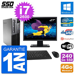 PC Lenovo M81 SFF Ecran 27" Intel Core i7-2600 RAM 4Go SSD 240Go Windows 10 Wifi - Occasion