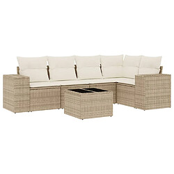 vidaXL Salon de jardin avec coussins 6 pcs beige résine tressée