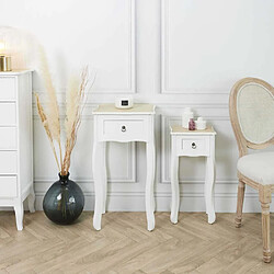 The Home Deco Factory Lot de 2 sellettes avec tiroir en MDF Victoria.