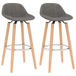 vidaXL Tabourets de bar lot de 2 gris clair tissu 