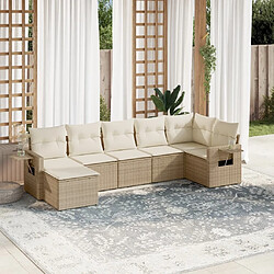 Maison Chic Salon de jardin avec coussins 7 pcs, Ensemble Tables et chaises de jardin, beige résine tressée -GKD889678