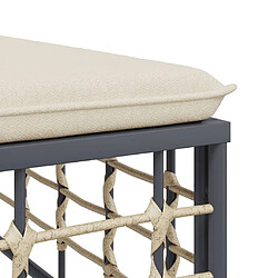 Acheter vidaXL Tabouret de jardin avec coussin beige résine tressée