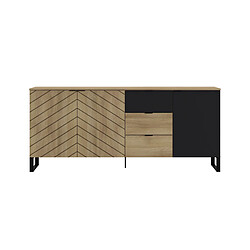 Avis BOBOCHIC Auxane - buffet bas - bois et noir - 200 cm - style contemporain