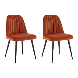 Vente-Unique Lot de 2 chaises en velours et métal noir - Terracotta - ELEANA