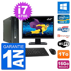 PC HP 600 G2 SFF Ecran 22" Intel i7-6700 RAM 16Go Disque Dur 1To Windows 10 Wifi · Occasion 