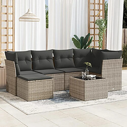 vidaXL Salon de jardin avec coussins 7 pcs gris résine tressée 