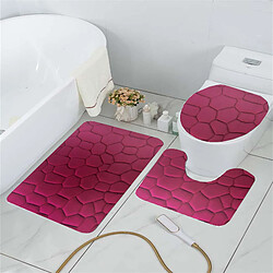 LUUCOZK Tapis de bain antidérapants absorbants à séchage rapide, décoration de salle de bain, rouge vin-3 piècesEnsemble pas cher