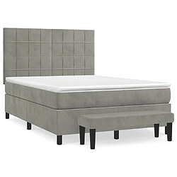 Maison Chic Lit Adulte - Lit simple Lit à sommier tapissier et matelas moelleux - Meuble de Chambre - Gris clair 140x200cm Velours -MN68864