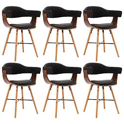 Maison Chic Lot de 6 Chaises à manger,Chaise pour cuisine noir similicuir et bois courbé -MN77254