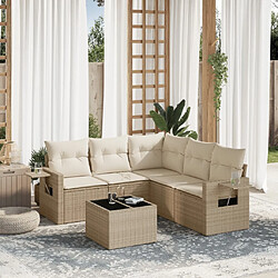 vidaXL Salon de jardin avec coussins 6 pcs beige résine tressée 