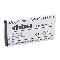 vhbw Batterie remplacement pour Nokia 0106G20624418, 0670397417535, BL-5CA, BL-5CB, RTX 60020436 pour smartphone (1000mAh, 3,7V, Li-ion) 