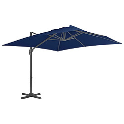 vidaXL Parasol de jardin en porte-à-faux et mât en aluminium bleu azur 