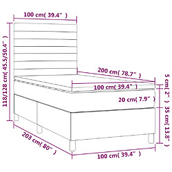 Acheter vidaXL Sommier à lattes de lit matelas et LED Marron foncé 100x200 cm